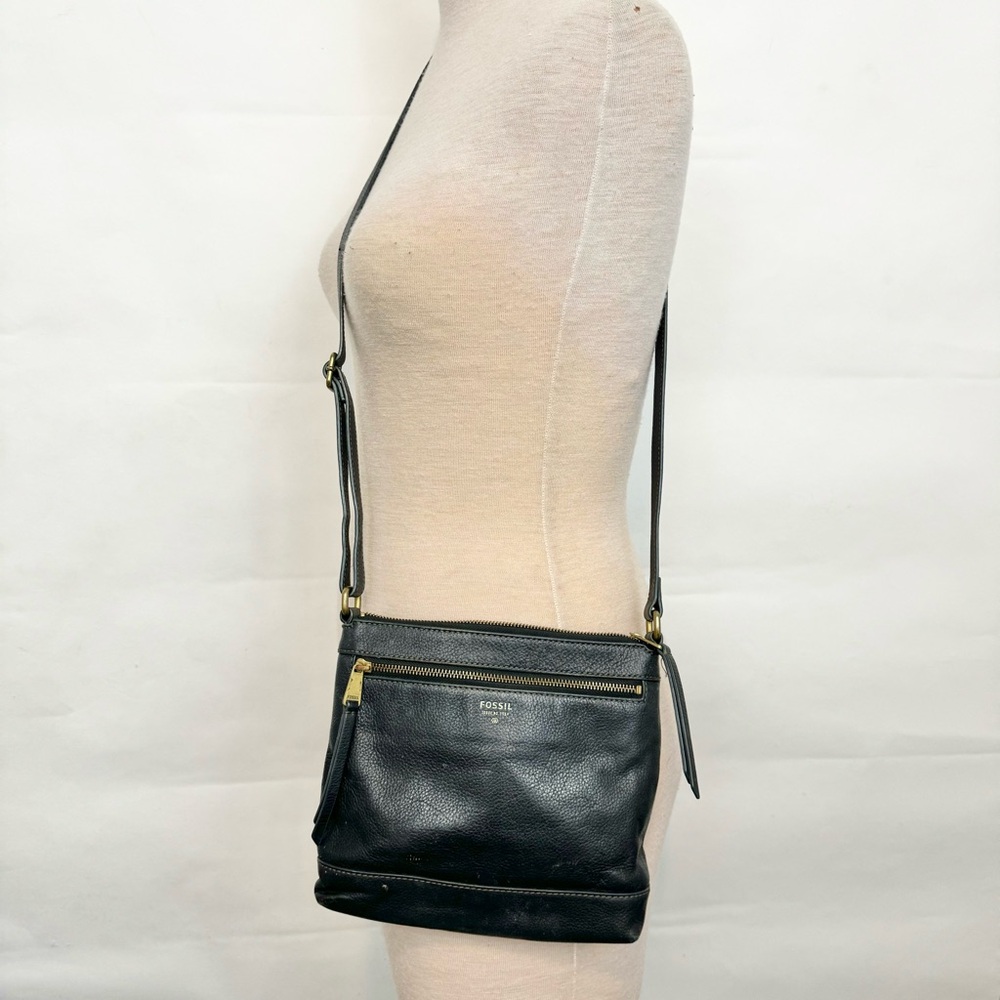 Fossil Black Leather Crossbody Bag purse